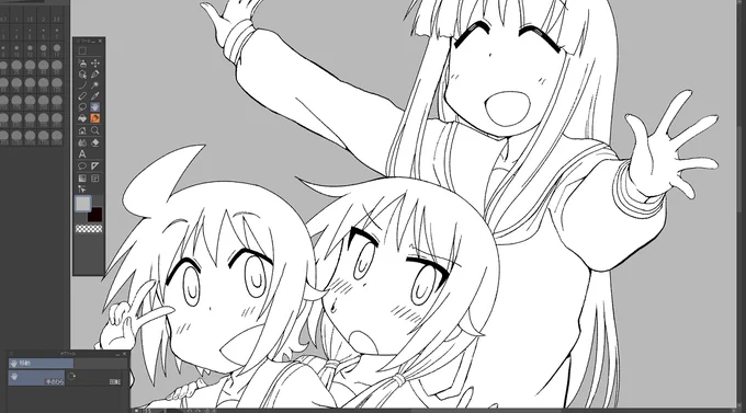 ペン入れ中～ もっと簡単な構図にすればよかった💦 