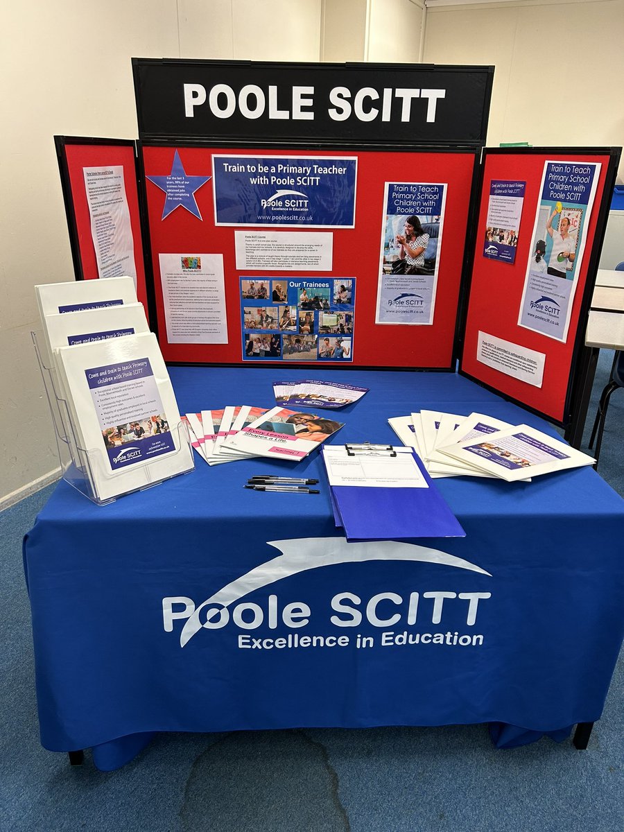 Come on down to Poole High this evening to find out more about training to teach. We’re here until 6 with <a href="/BmthBayTTP/">BmthBayTTP</a>
