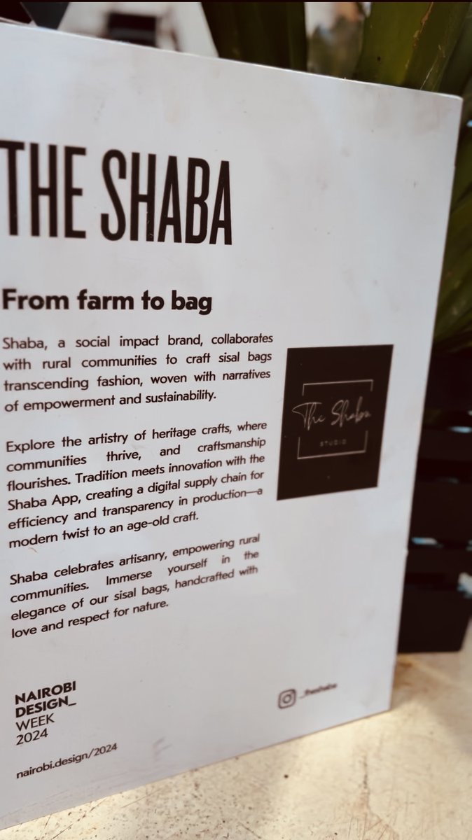 We're thrilled to have been part of @nairobidesign_ week 2024, showcasing Shaba's innovative 'Farm to Bag' concept. Photography by Anttle Photography (lnkd.in/dTQNNQDQ) #NairobiDesignWeek #SustainableFashion #EmpoweringCommunities #FarmToBag