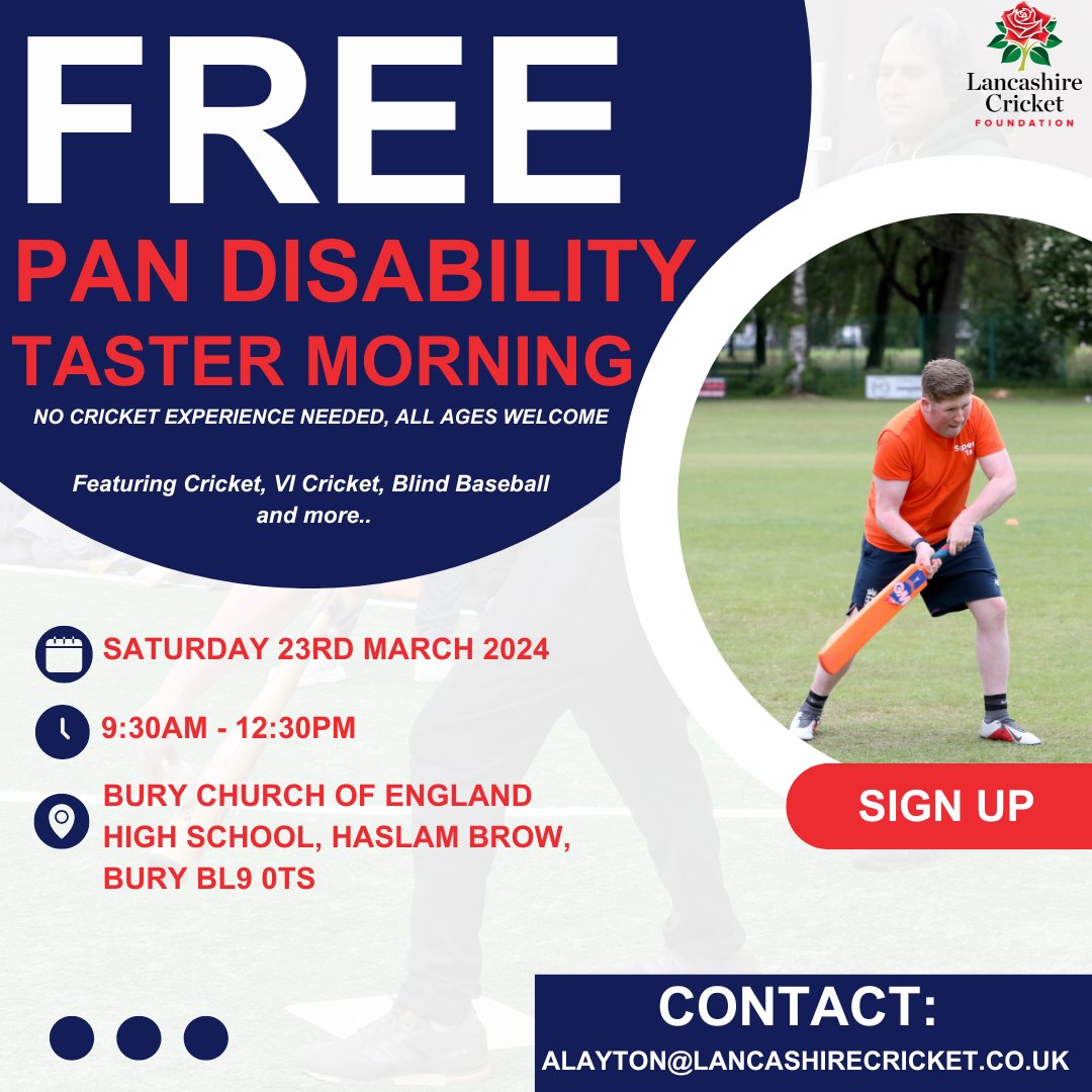 Just a few more days to sign-up for our FREE pan-disability bat sports taster morning!