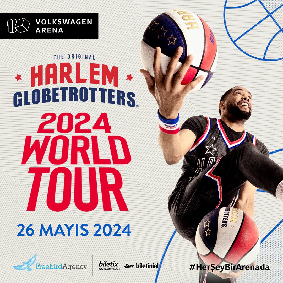 ☄️🏀 Harlem Globetrotters 2024 dünya turu kapsamında 26 Mayıs’ta #vwarena’da parkeye çıkıyor! Oyuna hazırsan, Globetrotter yıldızları daha önce hiç sergilemedikleri bir oyunla basketbol şovlarını senin için sergileyecek. 🎟️Biletler Biletix ve Biletinial’da! @Globies