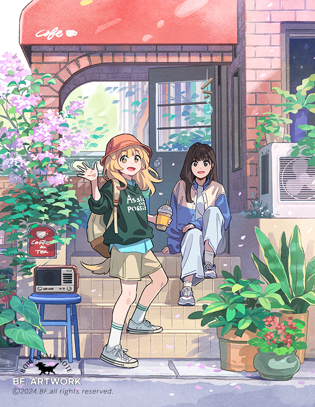 「아트북용 표지 일러스트를 완성했어요. 좋아하는 소재들을 왕창 넣다보니 좀」|BF.のイラスト