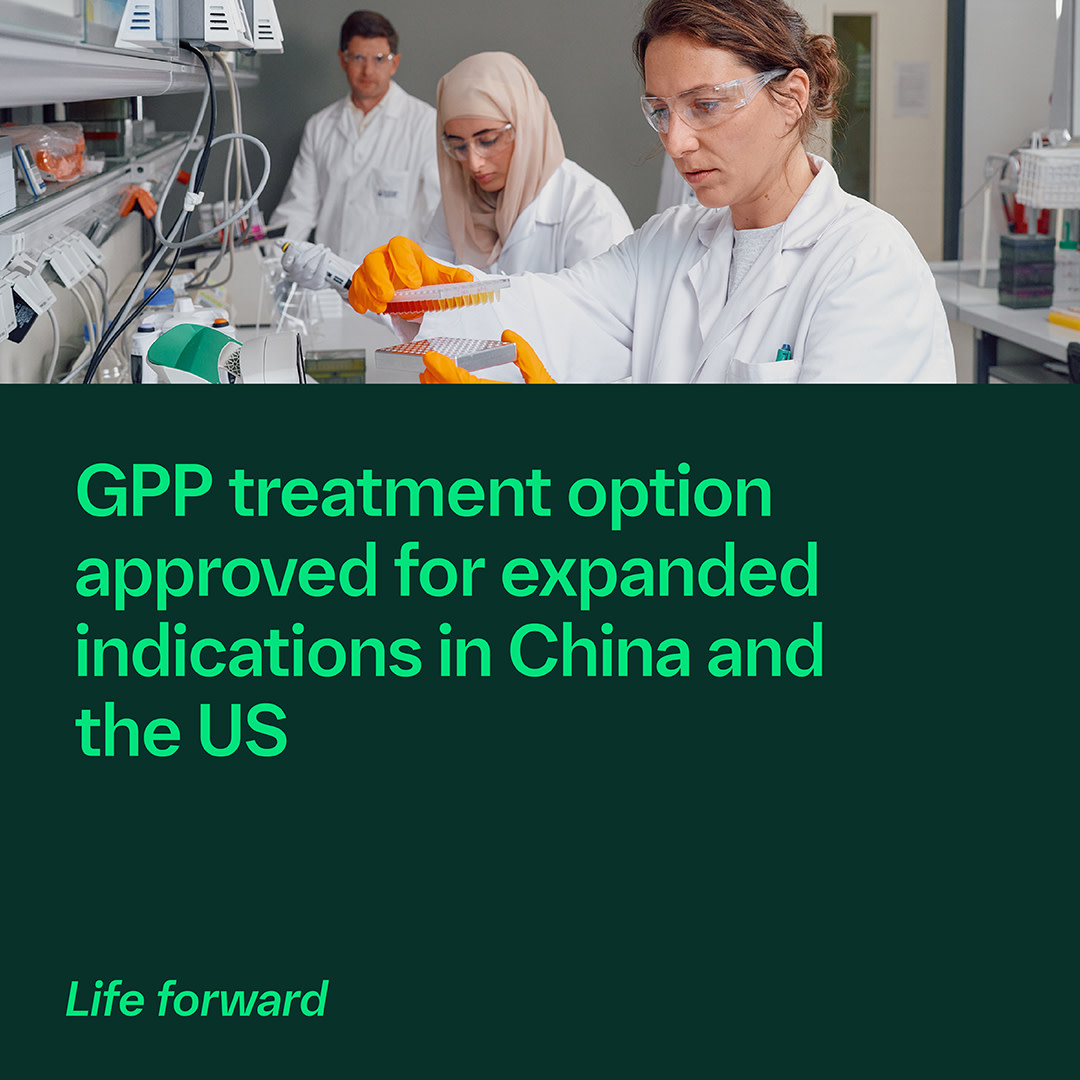 #NEWS: @US_FDA and the Chinese National Medical Products Administration (NMPA) approved our generalized pustular psoriasis (#GPP) treatment option for expanded indications. GPP is a chronic inflammatory disease, greatly impacting quality of life. ➡️ bit.ly/3ToXCnb