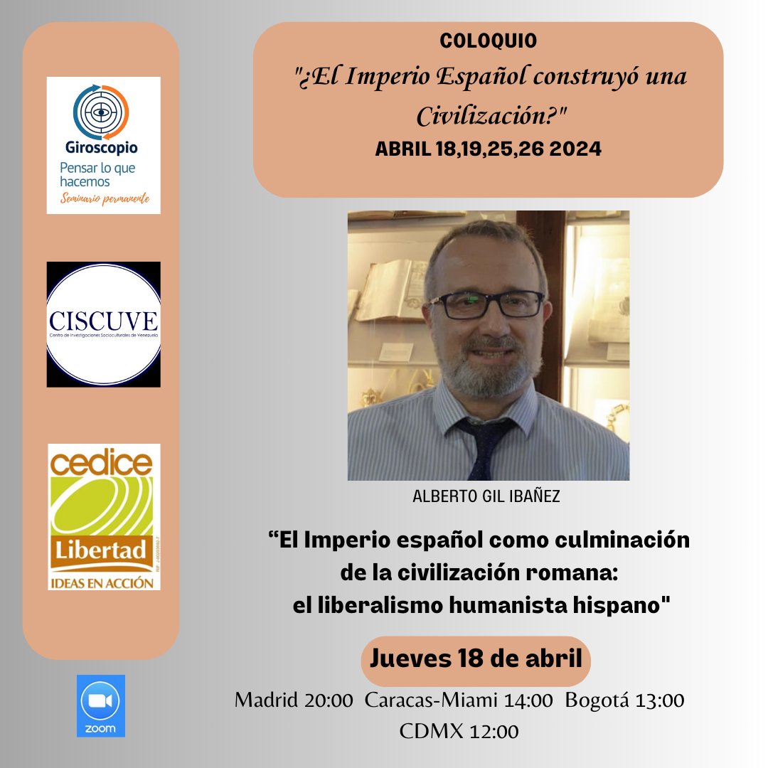 GiroscopioOrg's tweet photo. Te invitamos al Coloquio "¿El Imperio Español construyó una Civilización?"
ABRIL 18,19,25,26 Registro: https://t.co/xdEe1PUgNY 
@GiroscopioOrg @CISCUVE @CEDICE https://t.co/msebWAnHdP