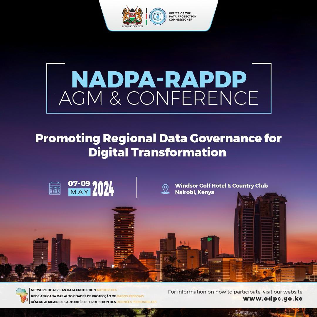 Have You Registered for the Network for African Data Protection Authorities Annual General Meeting (AGM) & Conference 2024. Visit the link below to register for the event scheduled for 7th- 9th May 2024 in Nairobi. nadpaconference.odpc.go.ke @NADPA_RAPDP @MoICTKenya @ndpcngr…