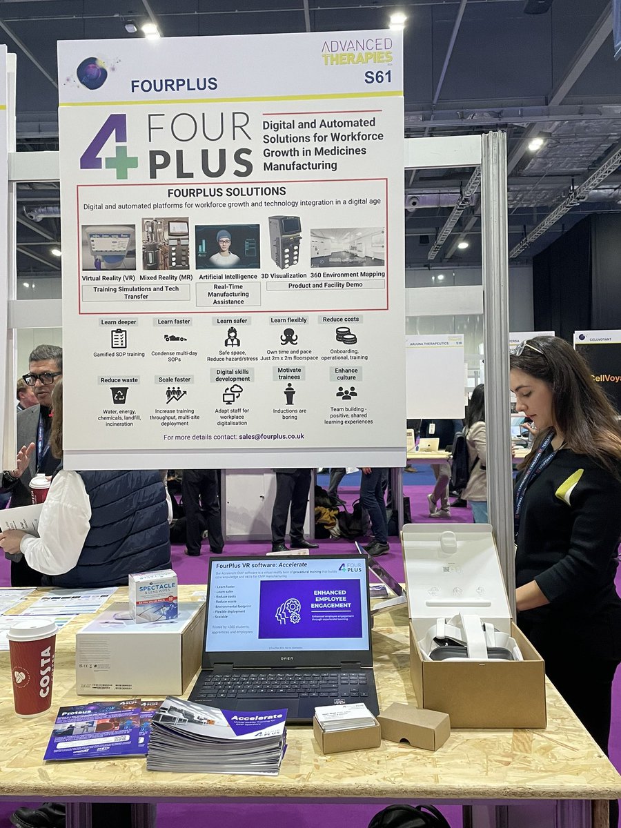 <a href="/FourPlus_UK/">FourPlus</a>  have arrived at <a href="/AdTherapiesConf/">AdTherapiesCongress</a> showcasing the Accelerate GMP training platform and some of our other immersive VR and MR laboratory platforms. #advancedtherapies2024 #immersivetech #XR