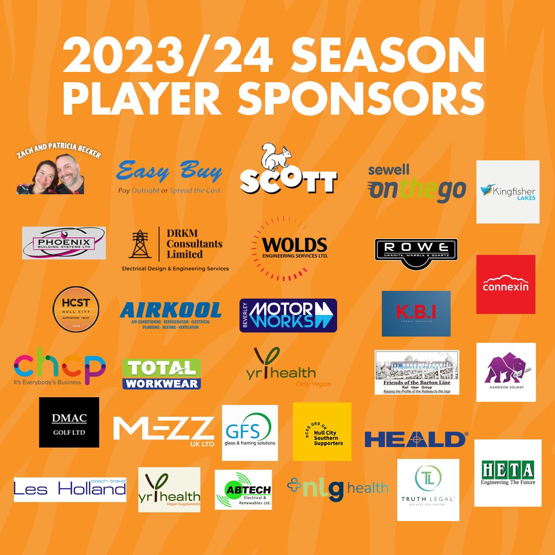 HullCityLFC's tweet photo. Massive thank you to all of our player sponsors for the 2023/24 Season! 🧡

https://t.co/vnZbgxep3c https://t.co/vu5Yejb8DY