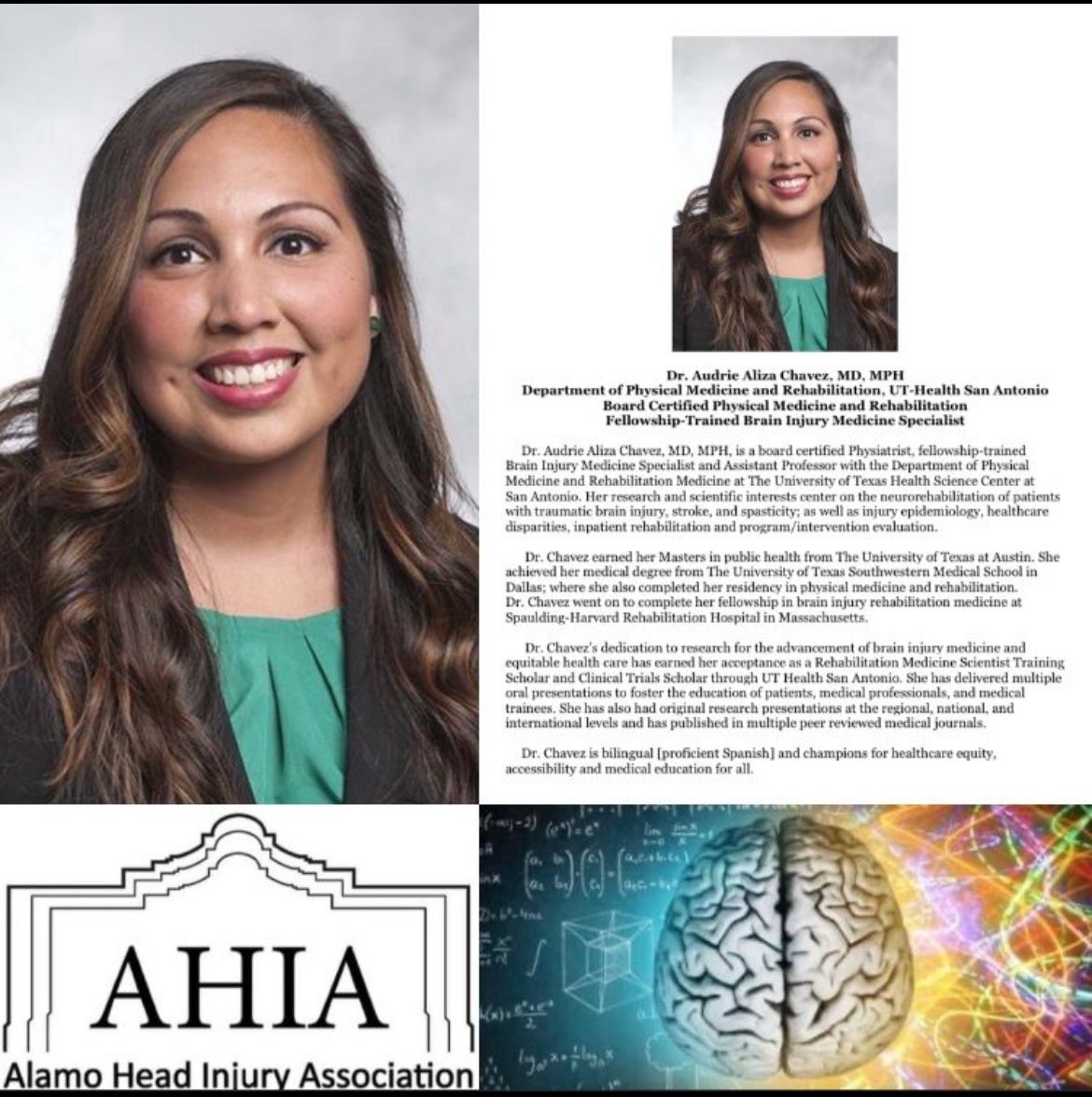 My wonderful colleague from @UTHSA_RehabMed, Dr. Chavez @audriechavezmd, will be one of the distinguished speakers at the 23rd Annual Brain Injury Symposium hosted by the Alamo Head Injury Association & sponsored by @PAMHealth1. #BrainInjuryAwarenessMonth