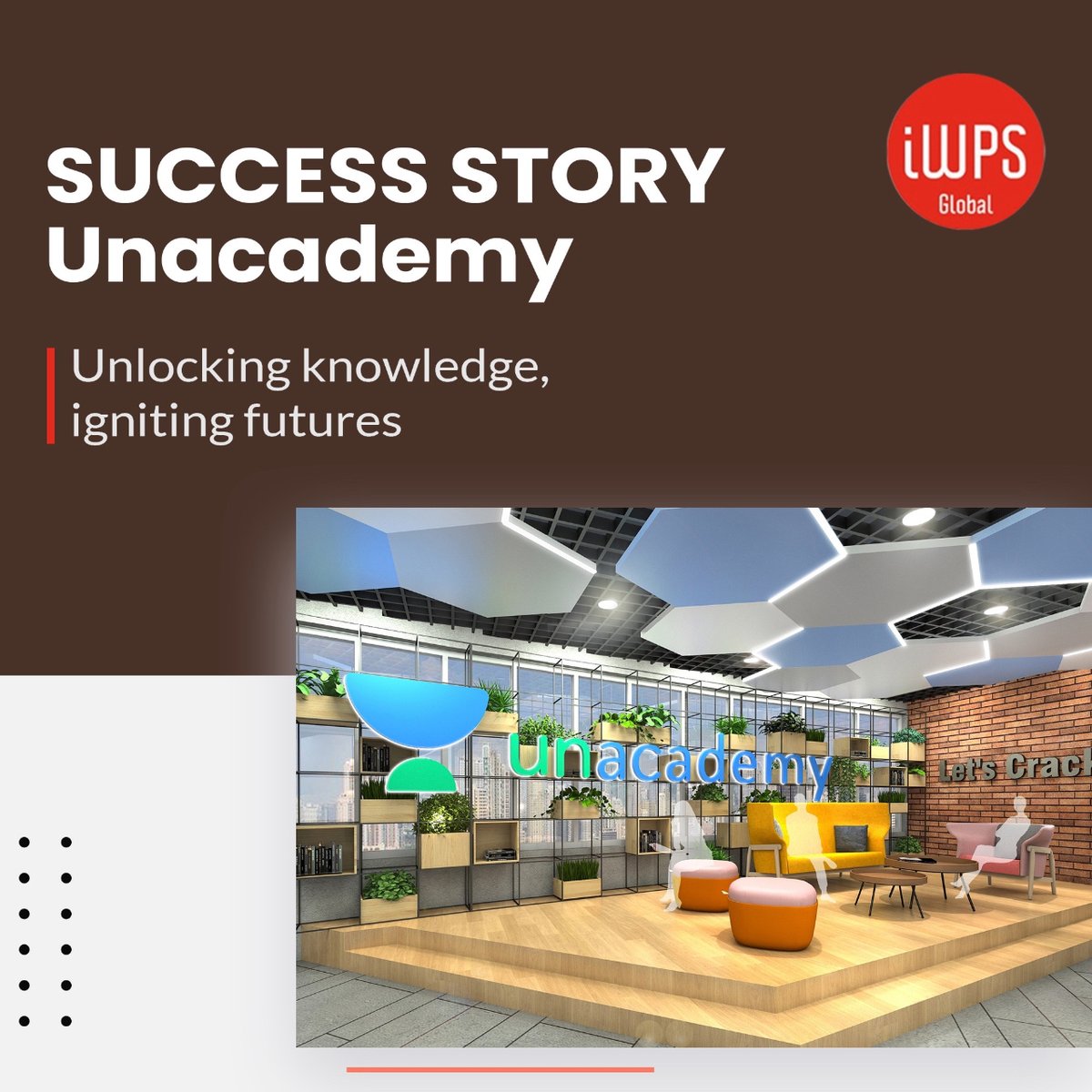 iWPS Global partnered with unacademy to help transform their office,

Where innovative design met productivity, fostering creativity and collaboration at every turn.

#UnacademySuccessStory #workspaceinspo #officeinteriors #workspaces #workspacegoals