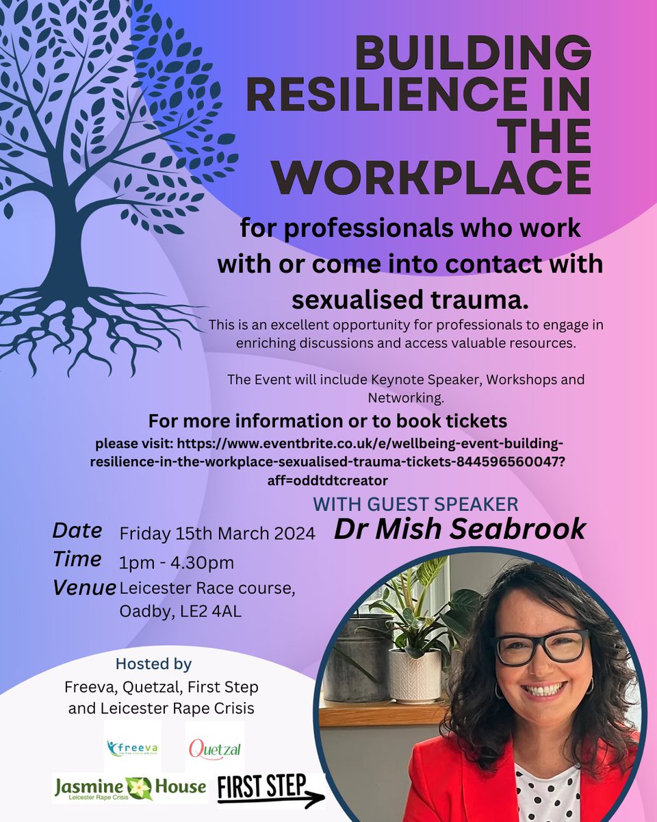 Jasmine House (@jasminehouselrc) on Twitter photo Last Friday we held our first partnership event with <a href="/free_va/">Freeva</a> <a href="/LeicQuetzal/">Leicester Quetzal</a> @firststepleics to talk about Building resilience in the workplace
Dr Michelle Seabrook provided an enlightening keynote speech and we had workshops from <a href="/IdeastoImpactCo/">Becky Nixon | Ideas to Impact</a> and Yoga from Kajal Patel Last Friday we held our first partnership event with <a href="/free_va/">Freeva</a> <a href="/LeicQuetzal/">Leicester Quetzal</a> @firststepleics to talk about Building resilience in the workplace
Dr Michelle Seabrook provided an enlightening keynote speech and we had workshops from <a href="/IdeastoImpactCo/">Becky Nixon | Ideas to Impact</a> and Yoga from Kajal Patel