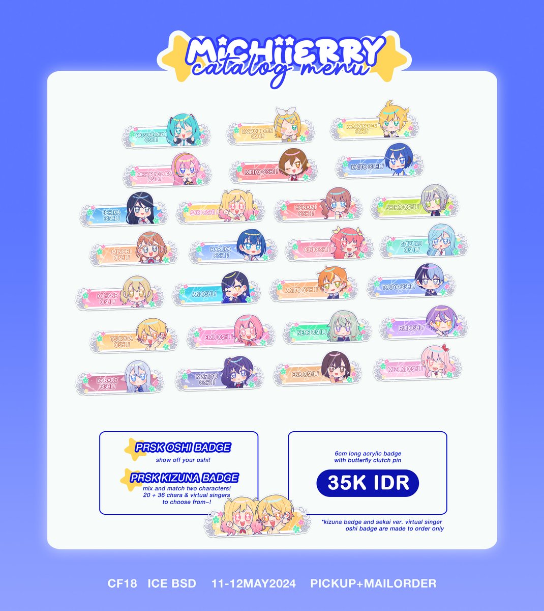 michiierry's tweet photo. [ RTs 💚 ]

hello! preorder for #comifuro18 is open!

🍒 19-29 march (20.00 WIB)
🍒 pick up (both days) &amp; mail order
🍒 project sekai, sousou no frieren
🍒 order → https://t.co/6GfM85OlYO

more in thread ↓↓↓
#cf18 #comifuro18catalogue 
(1/3) https://t.co/tS6bV2ri6E