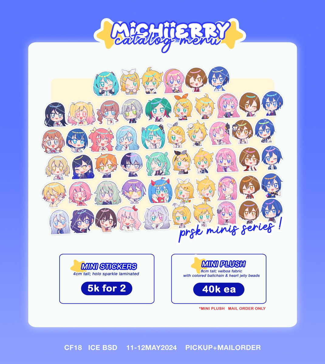 michiierry's tweet photo. [ RTs 💚 ]

hello! preorder for #comifuro18 is open!

🍒 19-29 march (20.00 WIB)
🍒 pick up (both days) &amp; mail order
🍒 project sekai, sousou no frieren
🍒 order → https://t.co/6GfM85OlYO

more in thread ↓↓↓
#cf18 #comifuro18catalogue 
(1/3) https://t.co/tS6bV2ri6E