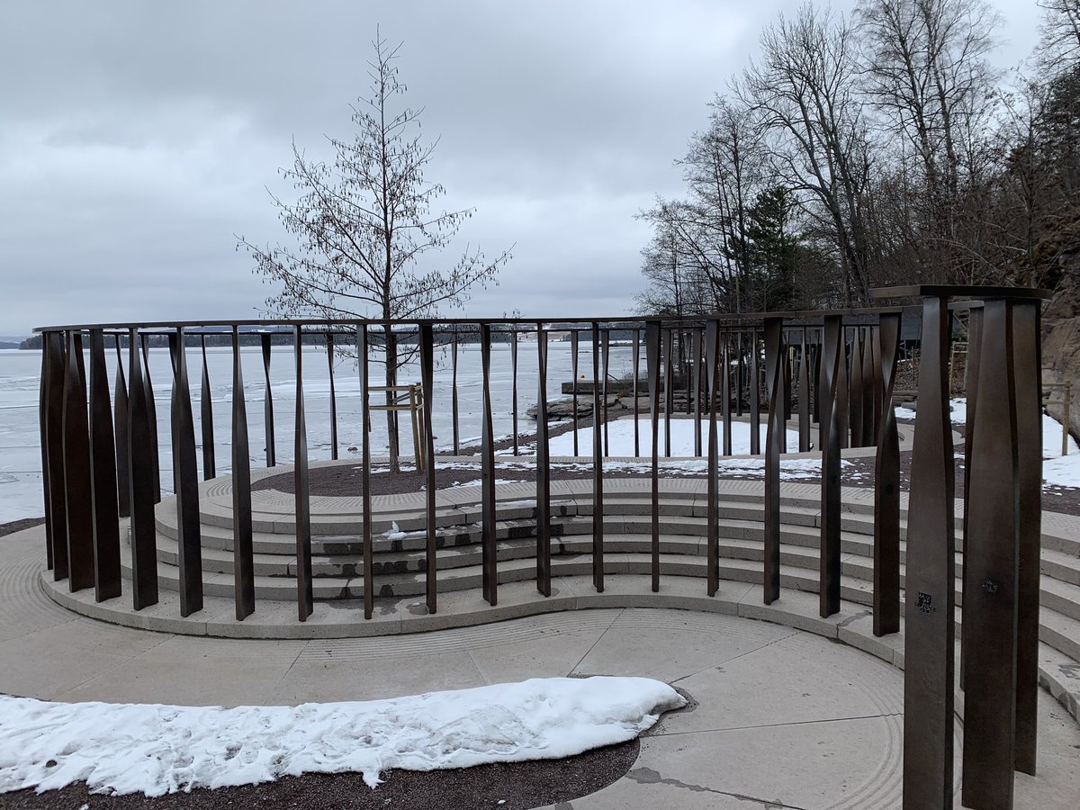 KetilKnutsen's tweet photo. Utøya memorial. På Studietur i 22. juli minnelandskap i  forbindelse med forskningsprosjektet «Remembering July 22» som publiseres hos Palgrave Macmillan i løpet av 2024 https://t.co/Ap1vV4KOcZ