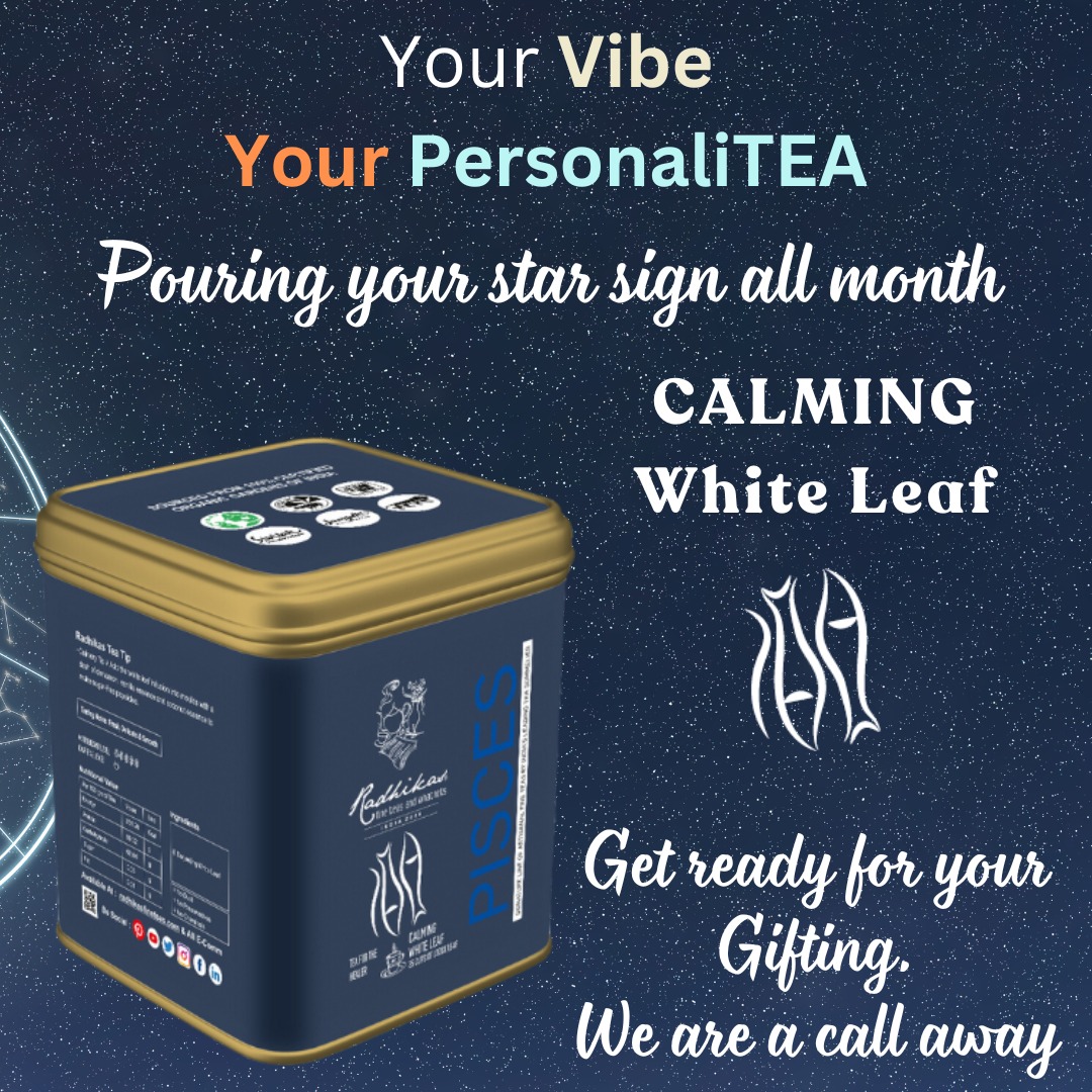 RadhikasTeas's tweet image. #whitetea #zodiacsign #ZodiacTea #calmingtea #gifting #Pisces #RadhikasFineTeas