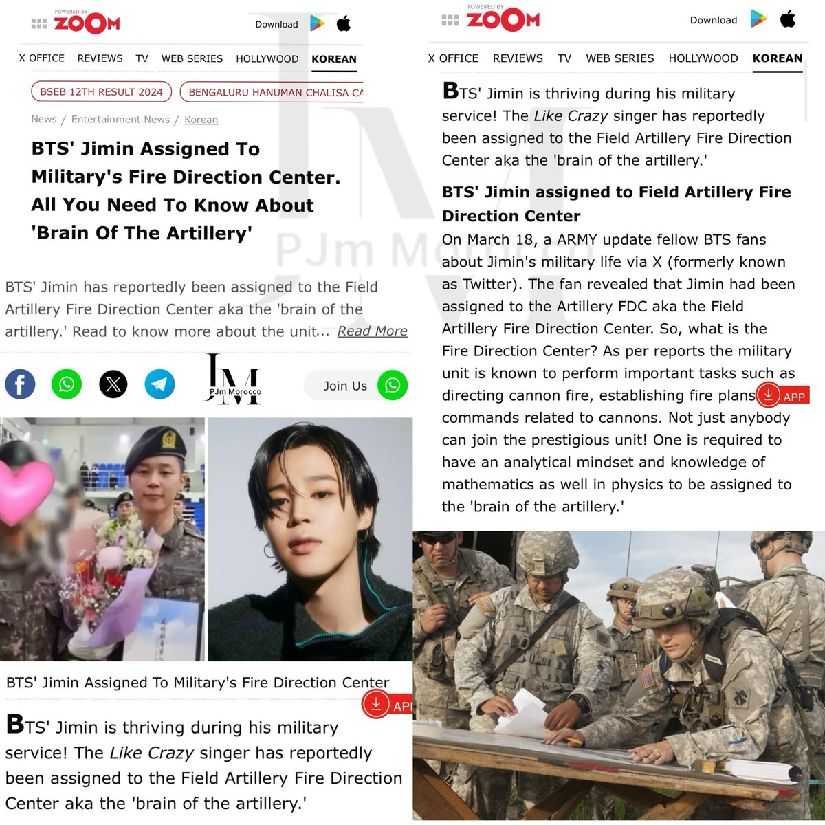 MoroccoJm's tweet photo. 📰 Jimin's was assigned to military Fire Direction Center,AKA  "the brain of artillery"🤯

A complex work that plays an important role in military operations,requiring good knowledge in mathematics and physics, as well as good judgment to be selected.

Our Pride and Honor Jimin🥰 https://t.co/wvDtTZjUuI