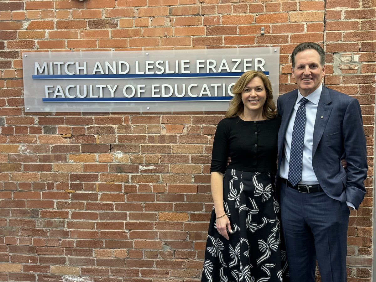 So grateful to celebrate the gift from Mitch and Leslie Frazer at the official naming ceremony of the Mitch and Leslie Frazer Faculty of Education. This Faculty has always led in incorporating technology into good pedagogical practice. Thank you for this generous gift!! 🙏