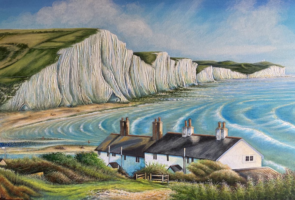 Working on one of my favourite Sussex views Acrylic on canvas #painting #Sussex #CuckmereHaven #artist