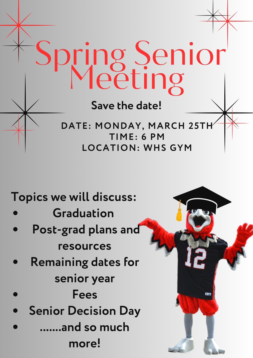 📢 Reminder for all senior students and parents/guardians! 🎓 Join us for a crucial meeting to discuss important upcoming events and milestones. Your attendance is key to ensuring a successful 4th quarter. See you there! #SeniorMeeting #ParentInvolvement