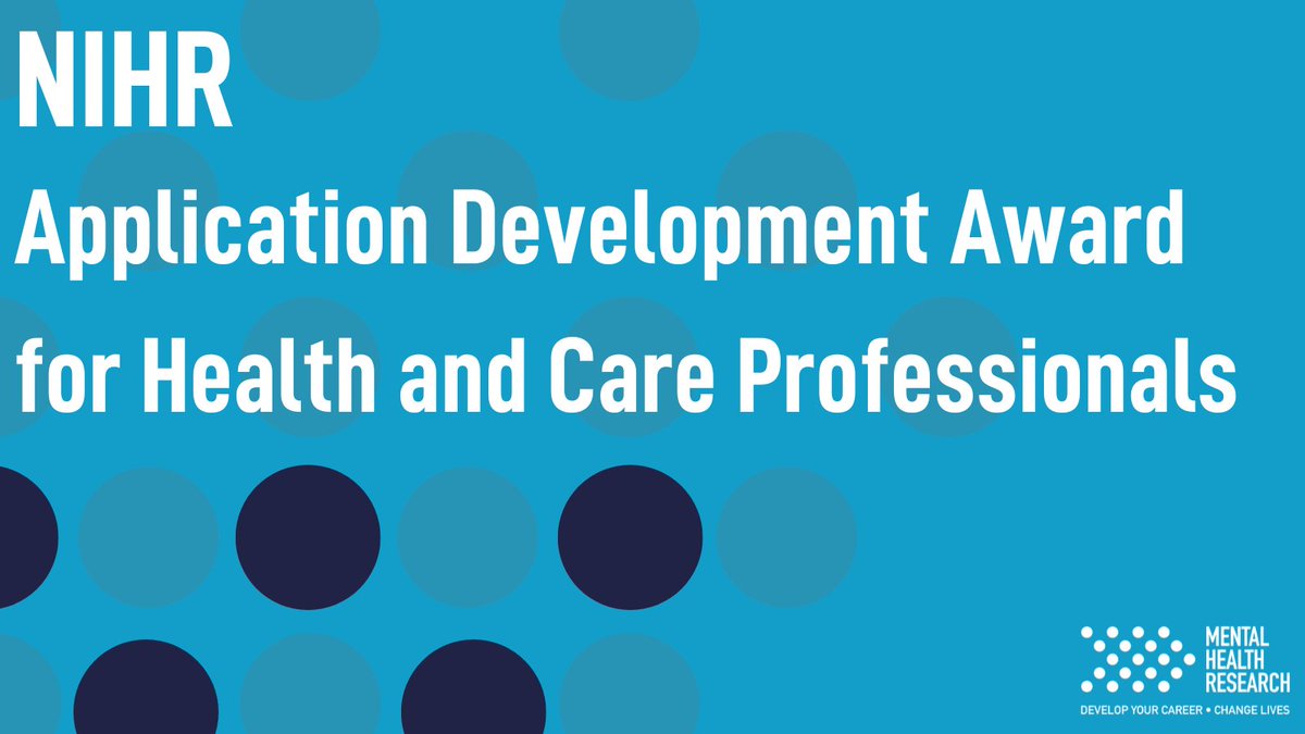 This one is for the health and care professionals! The @NIHRcommunity ADA provides support to develop an application for a larger research project, specifically for those of you working the front lines. @OfficialCAHPR @theRCOT @MHNAUK mentalhealthresearch.org.uk/application-de…