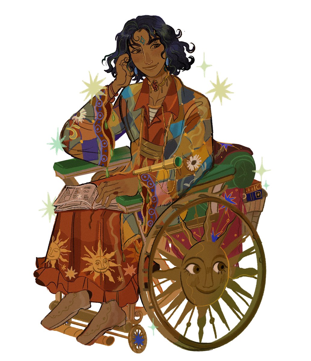 Since we are talking about disabled ocs in fantasy settings.. my oc, Yildiz, who loves stargazing :’) My mom is a disabled full time wheelchair user n Yildiz is her favorite oc of mine!