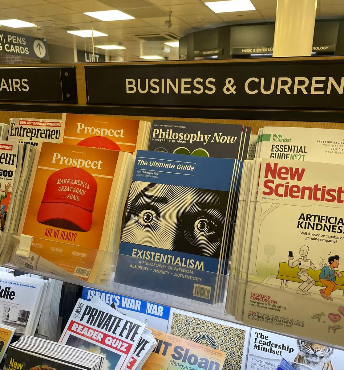 The Ultimate Guide to Existentialism spotted in WHSmith in London Victoria Station. Pick up your copy from one of their stores or from our online shop: philosophynow.org/shop#bookazine…