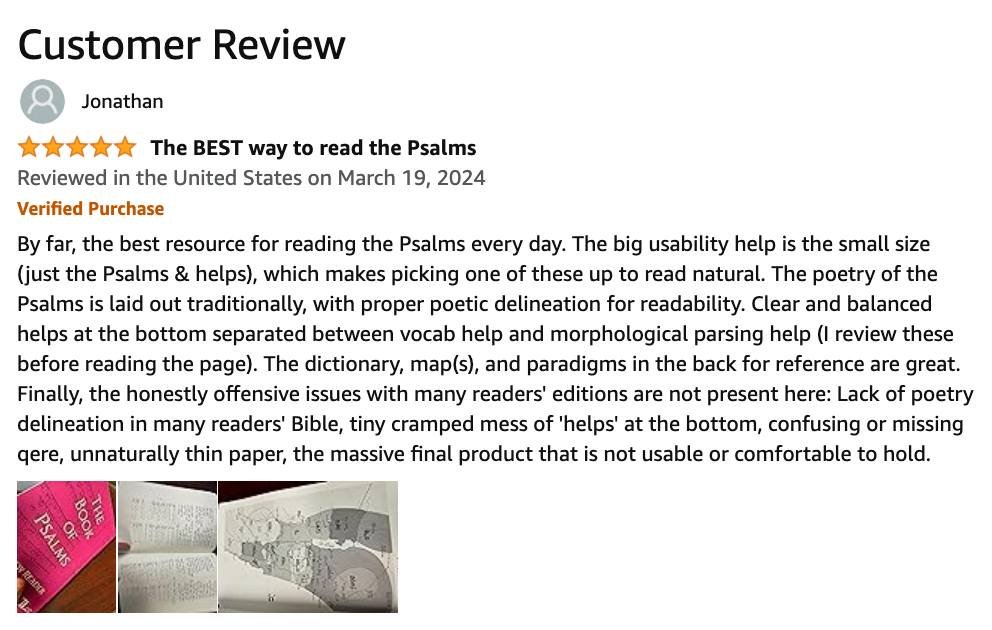 Thank you @jonathanahlgren for this review! If you've found my #BibleReaders helpful, please leave a (brief) review on Amazon for others to find them!