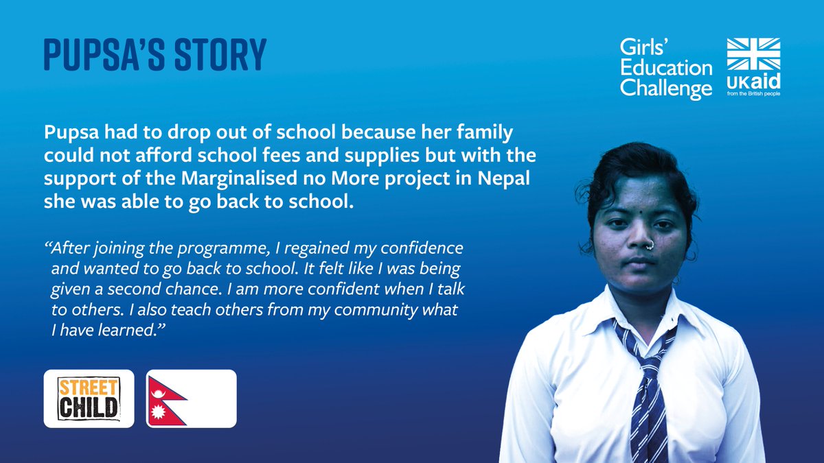 With the support of @streetchildnp, Pupsa went back to education after 3 years out of school. She's thriving and sharing her new knowledge with other members of her community Read about Pupsa and other girls supported by the GEC here: bit.ly/3VpeKM9 #12yearsoftheGEC