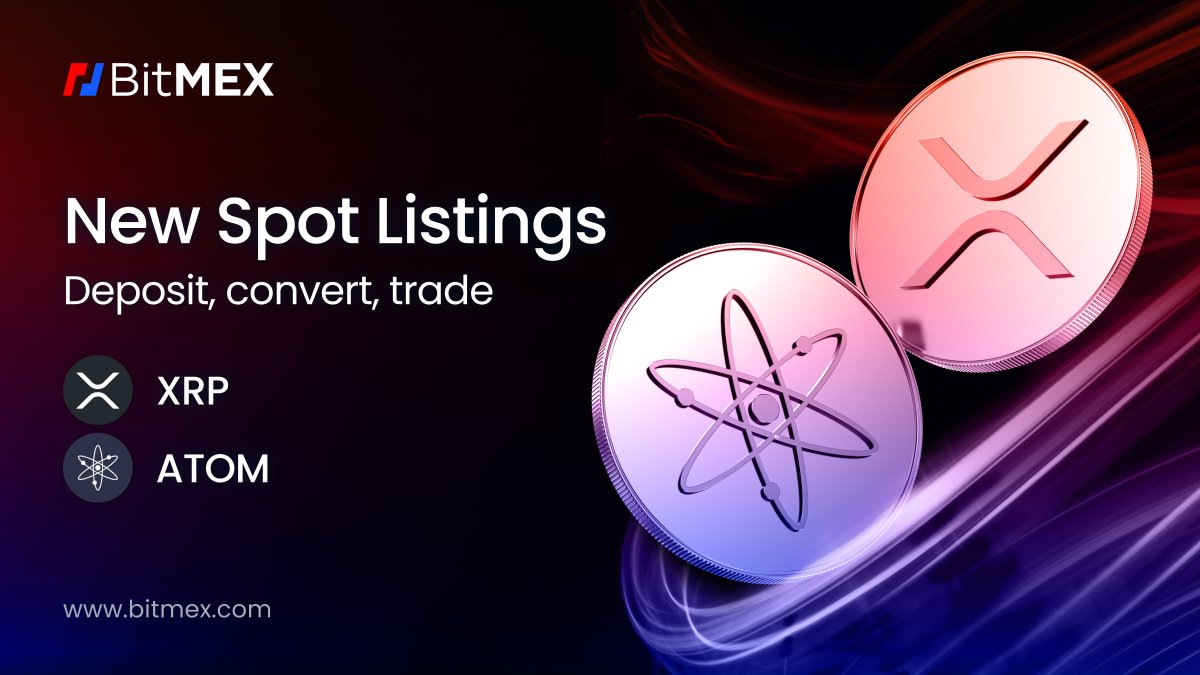 Ready for this? Tomorrow, two new tokens are coming to BitMEX Spot: ➡️ $XRP  (@Ripple) ➡️ $ATOM (@cosmos) Details? https://t.co/B8keHFDcCz