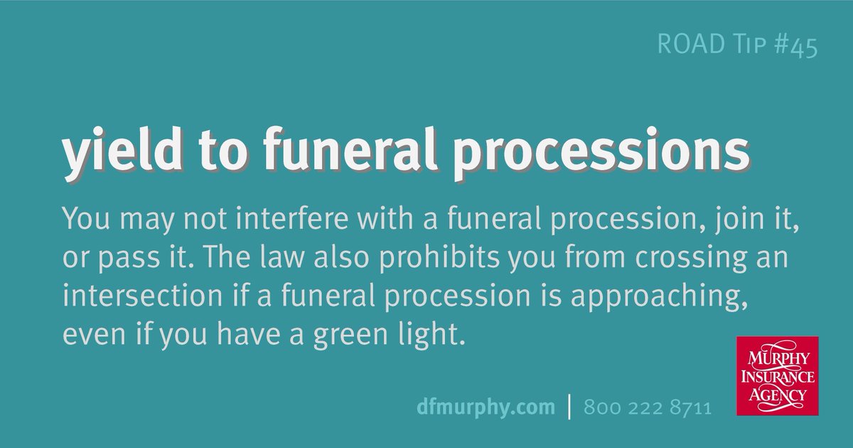 Always be mindful and respectful when encountering a funeral procession on the road. Follow the law and yield to show your respect. buff.ly/3Iy7qVl 

#roadtiptuesday #roadtips #autoinsurance