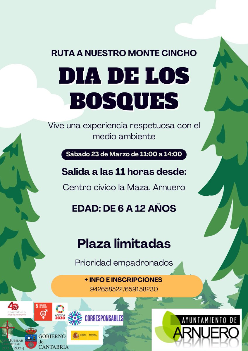 ¿Tus hijos tienen de 6 a 12 años y quieres que pasen un día en el monte de lo más divertido ? El sábado 23 de marzo de 11:00 a 14:00 haremos una ruta al monte Cincho. Inscripciones en el 942658522