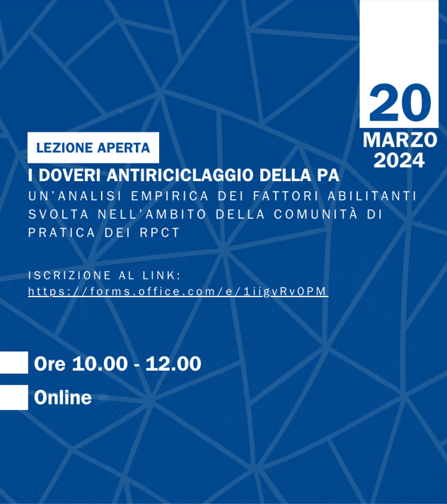 opengovitaly's tweet photo. 📆20 marzo dalle ore 10.00 alle 12.00 lezione aperta “I doveri della P.A. in materia di #prevenzione del #riciclaggio: un’analisi empirica dei fattori abilitanti svolta nell’ambito della Comunità di Pratica degli #RPCT” leggi qui ⬇️
https://t.co/BNJc1EeImQ https://t.co/LlCydtTnsi