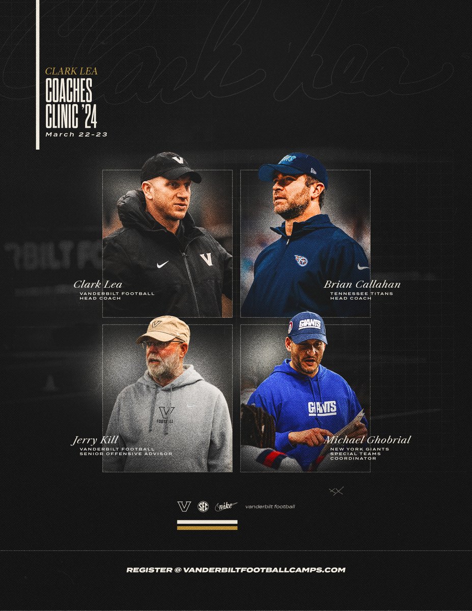 🗣️Middle Tennessee High School Coaches, don't miss out on this star-studded Coaches Clinic THIS Friday and Saturday. ONLY $30! If you're planning to walk-up, email me at niklas.valdiserri@vanderbilt.edu! See you then!