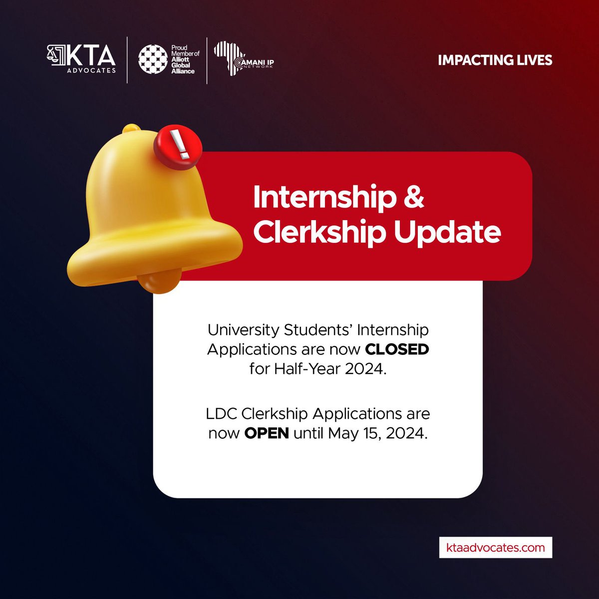 🚨Important Announcement 🚨 We have closed applications for internship placements! However, LDC Clerkship applications remain open until May 15th.