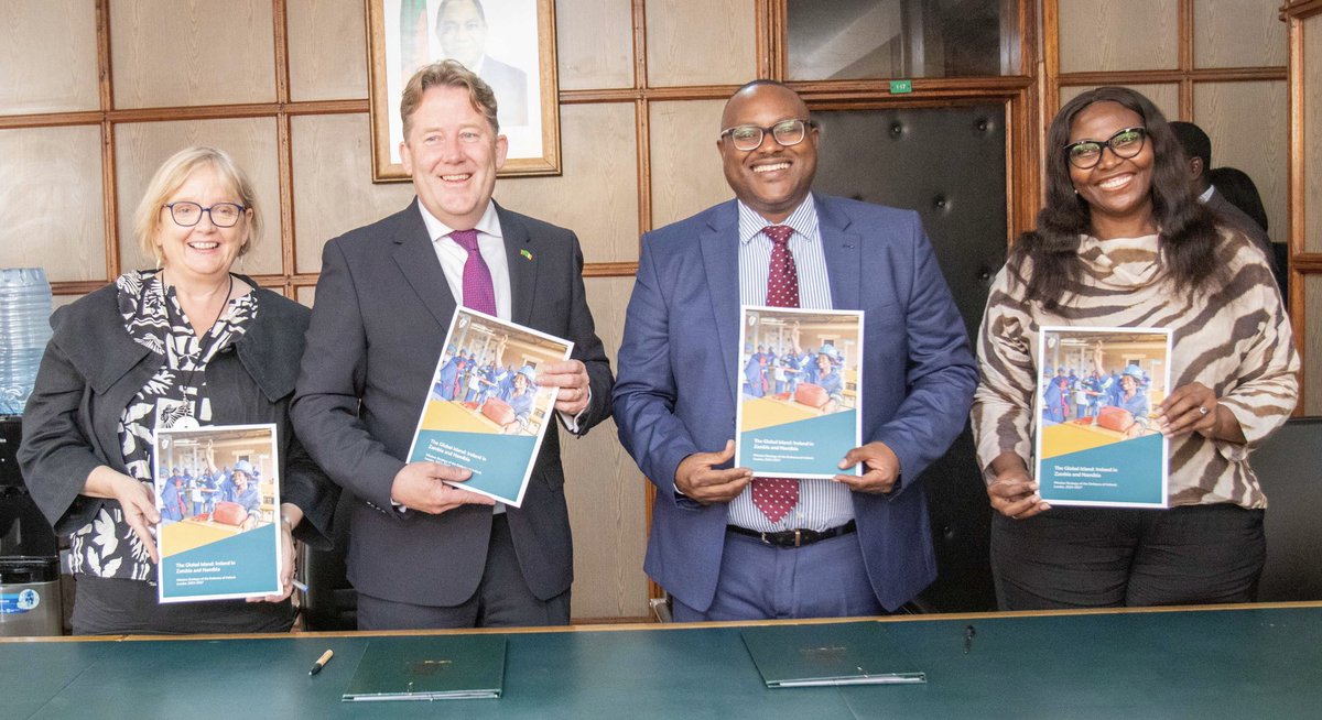 Minister @DarraghOBrienTD today signed a renewed MoU with acting Minister for Foreign Affairs and International Cooperation, Mulambo Haimbe at @ZambiaMFAIC. Ireland appreciates how profound the 🇮🇪 🤝🇿🇲 relationship is & is excited to recognise and renew our very close connection