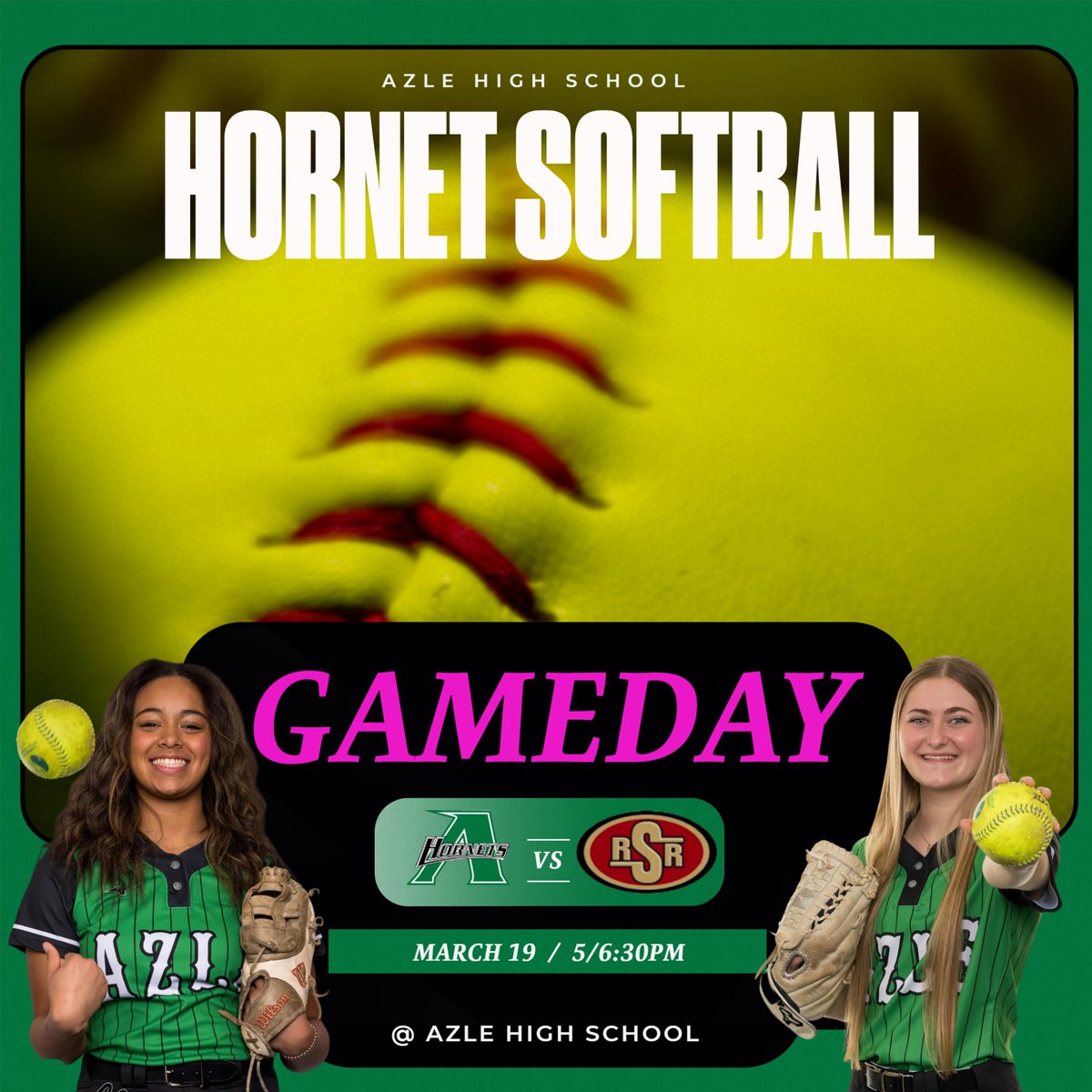🥎G A M E D A Y🥎
<a href="/azlesb/">Azle Lady Hornet Softball</a> 
🆚 SAGINAW ROUGH RIDERS 
📍 AZLE HIGH SCHOOL 
⏰ 5-6:30PM
🎟  brushfire.com/azleisd/ahs-so… 

#MyActions #HornetsInAction