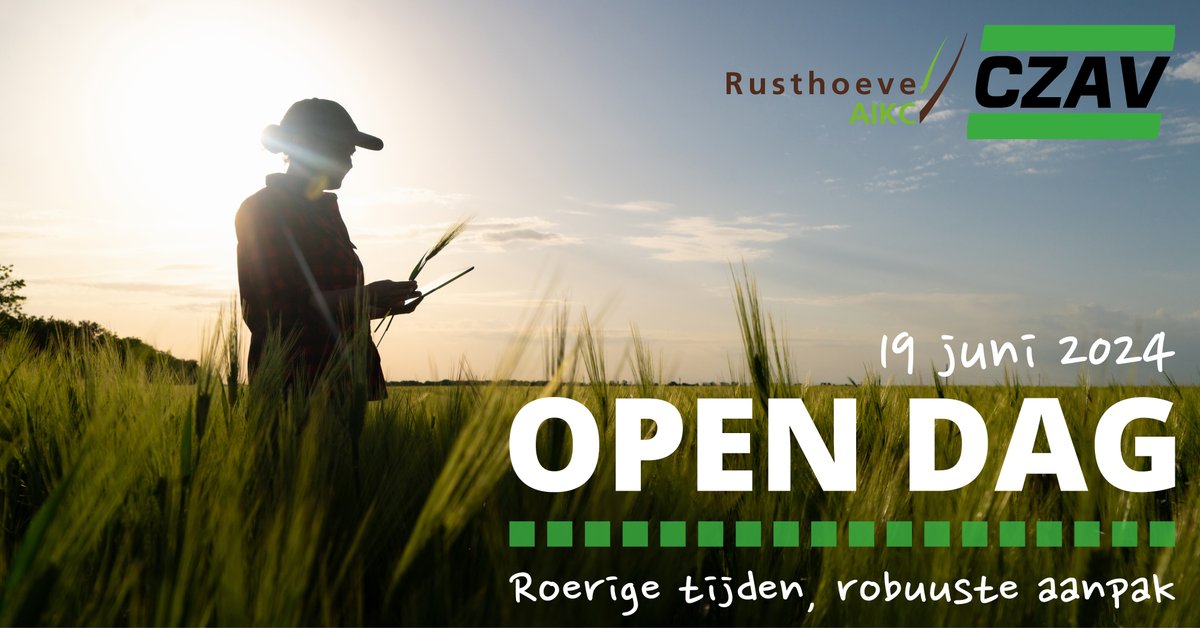 Nog 3⃣ maanden tot de Open Dag @CZAVvoorboeren &amp; <a href="/Proefboerderij/">Rusthoeve</a> Rusthoeve🎉Zet 19 juni alvast in jouw agenda✏️ Wij kijken ernaar uit🤩 jullie ook?
.
#vanenvoorboeren #OpenDag #CZAV #Rusthoeve #rondgangen #proefvelden #standhouders #kennis #licentieverlengen #kennissessies