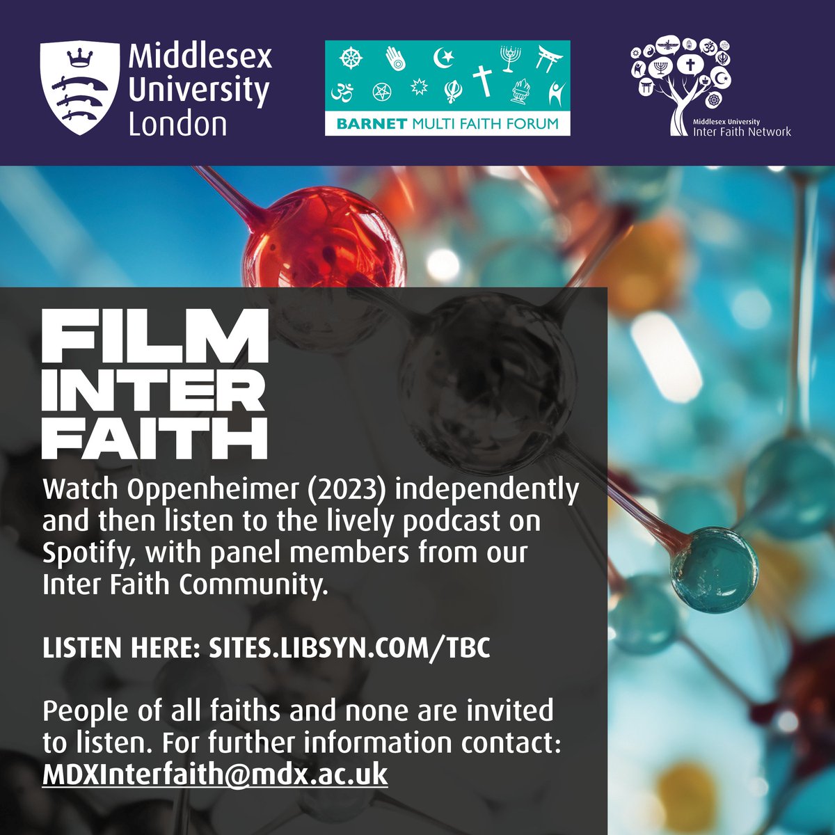 MdxInterfaith's tweet photo. Our Film Inter Faith podcast #2 is now available, on Oppenheimer. It's on Spotify  https://t.co/LlVh42wuP7 https://t.co/UvstWMp8uT