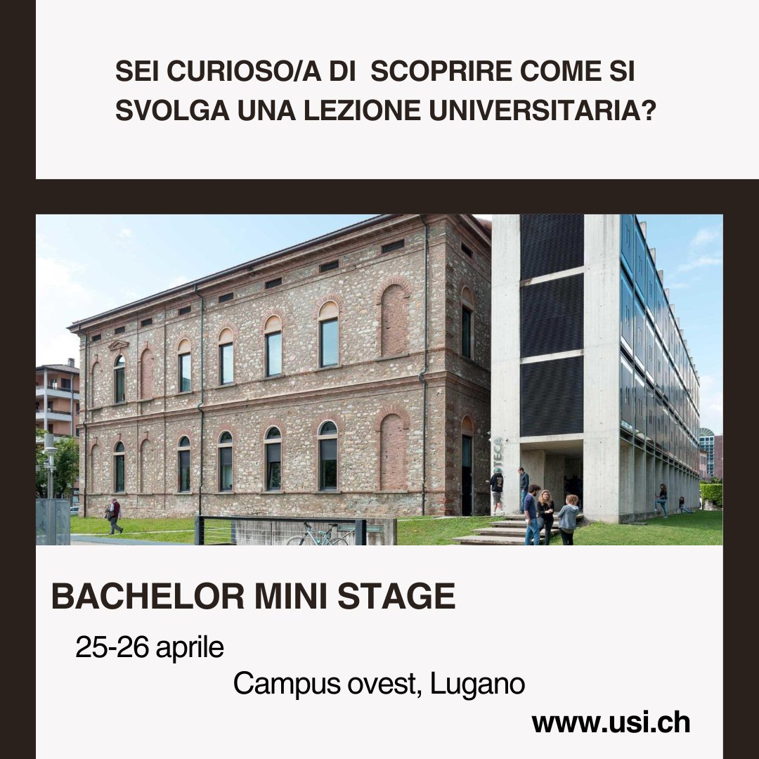 Vieni a vivere l'esperienza di due giorni come uno/a studente/ssa dell'<a href="/USI_en/">USI University</a> , immergendoti completamente nella vita quotidiana dell'università e partecipando alle lezioni dei corsi di bachelor (laurea triennale).