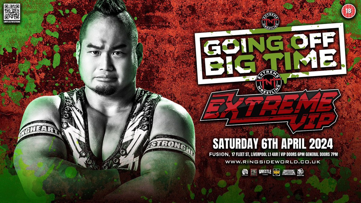 TNTExtremeWres's tweet image. 💥 GOING OFF BIG TIME 💥

Your Extreme VIP experience is about to be huge as @tachimukau_irie joins @rey_horus and SKOL BROL for the meet and greet on April 6th before the show - do not miss out!

🎟️ GET YOUR TICKETS HERE 🎟️
ringsideworld.co.uk/event6782/tnt-…
