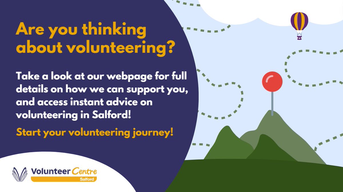 Are you looking to get back on track? Start your #volunteering journey with Volunteer Centre Salford! Take a look at our 'I want to volunteer' webpage below to find out what support we can offer you, including face to face appointments and more 😊 lght.ly/2b49ika