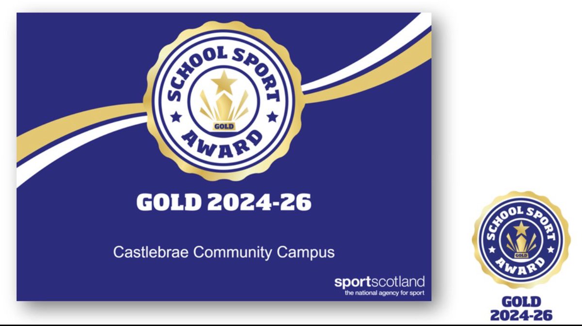 Absolutely delighted to announce we have been awarded: 🏆🏅 Gold School Sport Award 🏆🏅 ⭐️Proud to be CCC ⭐️ @CastlebraeCCC @ActiveSchoolsED @sportscotland 👏 🔴⚫️💛