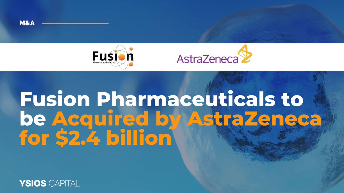 💰 📢 We are thrilled to share the acquisition of our #Nasdaqlisted portfolio company @FusionPharmaInc $FUSN by @AstraZeneca for $2.4 billion. 🎯 Accelerating Development Of Next-Generation #Radioconjugates To Treat #Cancer 👉 bit.ly/3TlUxV6 #vc #biotech #oncology