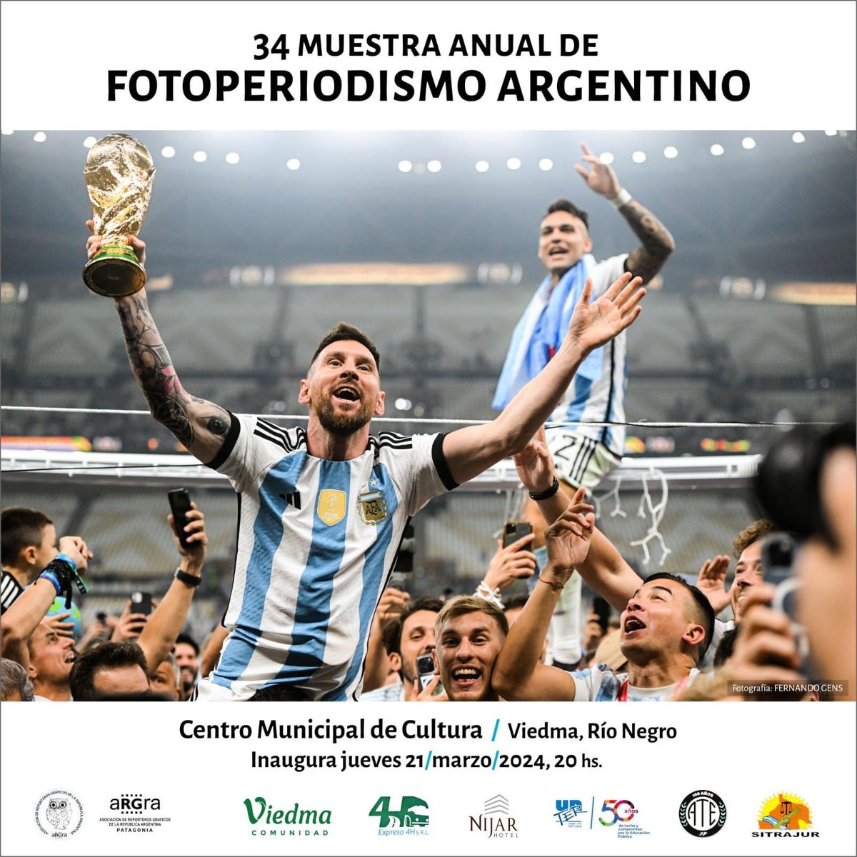 MuniViedma's tweet photo. MUESTRA ANUAL DE FOTOPERIODISMO DE ARGRA EN EL CENTRO CULTURAL 📸
Más información https://t.co/ZiAxRMwMoH
#viedmacomunidad #Viedma #argra https://t.co/Ug8r8zixXU
