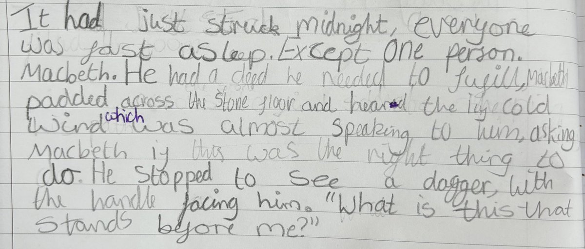 Upper Key Stage 2 have been studying Macbeth this week for #ShakespeareWeek - we are writing a short narrative on the killing of King Duncan - check out two Year 5 first drafts of our settings! 🖊️
