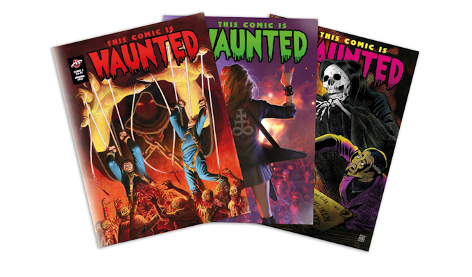 StorytimeSteve's tweet photo. @AwardsHero28968 

Please consider voting for THIS COMIC IS HAUNTED (in Bracket 13)!
It's a horror anthology published by @The77Ltd 
@The77Comic is an up-and-coming British publisher, with an excellent track record of finding new talent! https://t.co/dWzMDenE5T