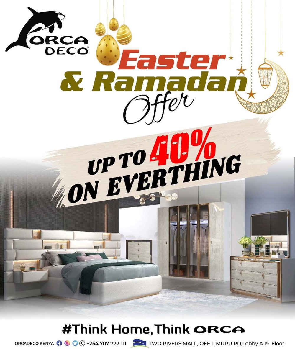 TwoRivers_KE's tweet photo. Visit Orca Deco on first floor and enjoy up to 40% Discount on everything🛍🏠 

#ThinkHomeThinkOrca https://t.co/PsBiJ1cl77