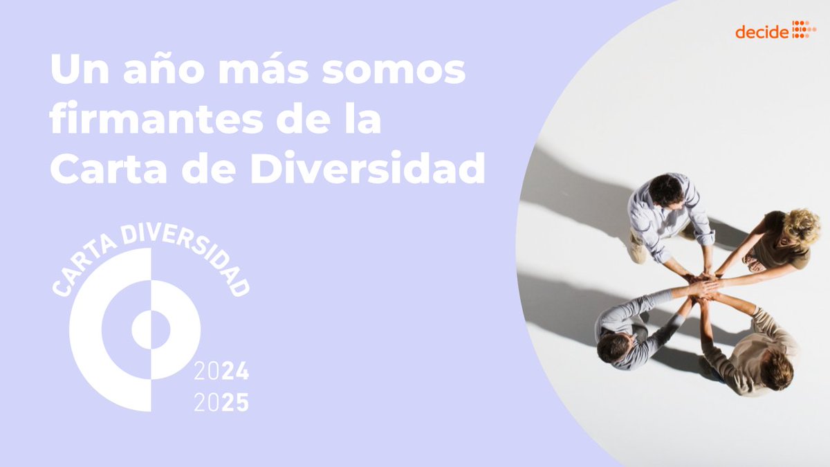 decide4AI's tweet photo. Como cada año #decide4AI renueva su compromiso con la #diversidad e #inclusión a través de la firma de la #CartaDiversidad.
Invitamos al resto de compañías (proveedores, clientes o empresas del sector) a unirse a @Fund_Diversidad y firmar.
Junt@s lograremos cambiar las cosas 💪 https://t.co/vBXnd0Ewpv