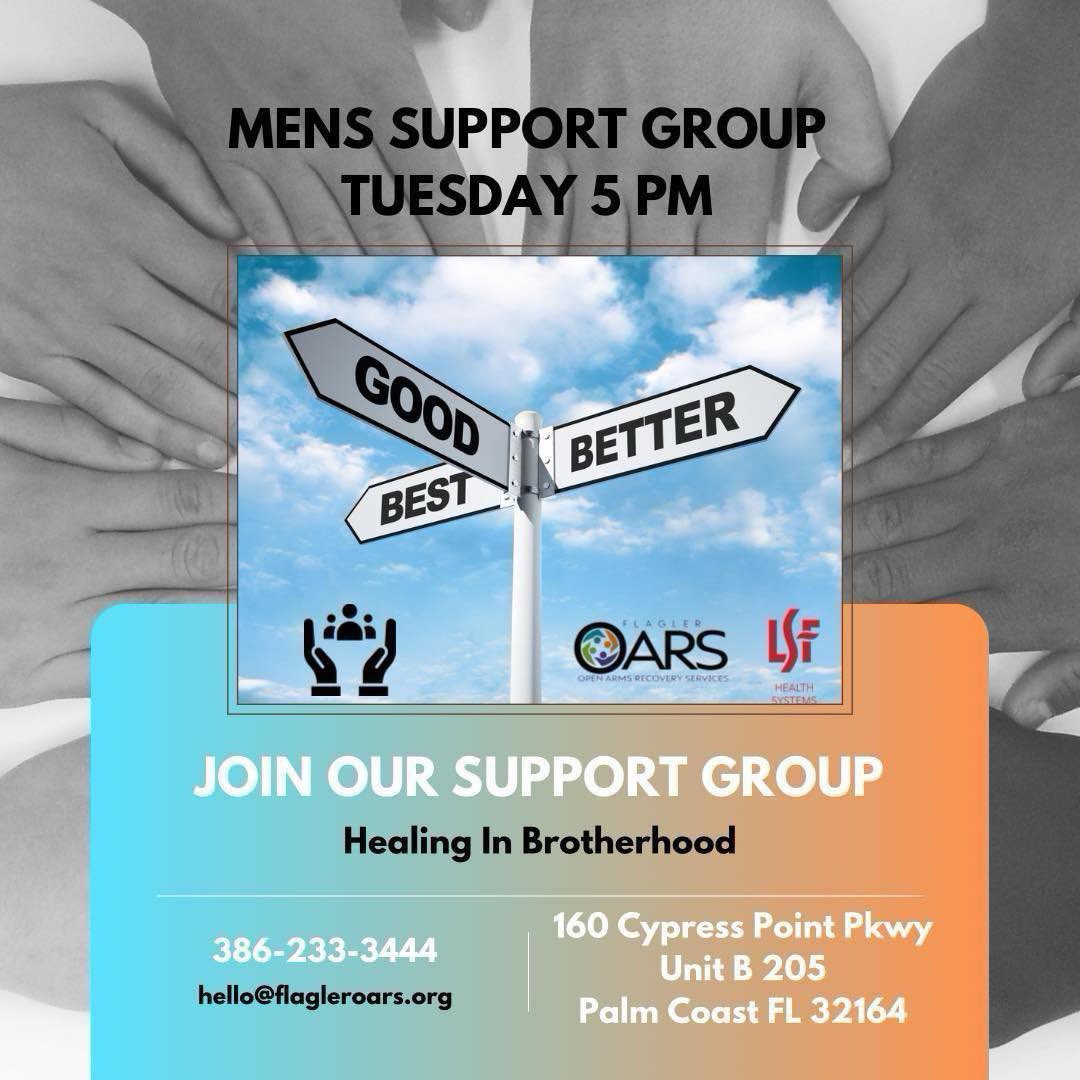 FlaglerOars's tweet photo. 🤝Men’s Support Group: Every Tuesday Night at 5PM
Join us at 160 Cypress Point Pkwy Unit B 205, Palm Coast Fl 32164. Join us and bring a friend! 🙌

https://t.co/jUV9A995p6

#flagleraors #newsupportgroup #peersupport #menhelpingmen #fatherhood #community #palmcoast #flagler https://t.co/p0L7LXf8sE