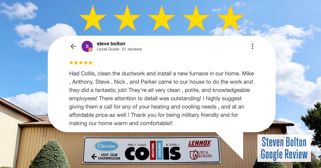 Thank you, Steve, for this thoughtful #testimonial! Our team sincerely appreciates the wonderful feedback you provided. Shoutout to Mike, Anthony, Steve, Nick, and Parker on a job well done!🌟 #HVAC #CustomerFeedback #Review #UticaNY #SyracuseNY