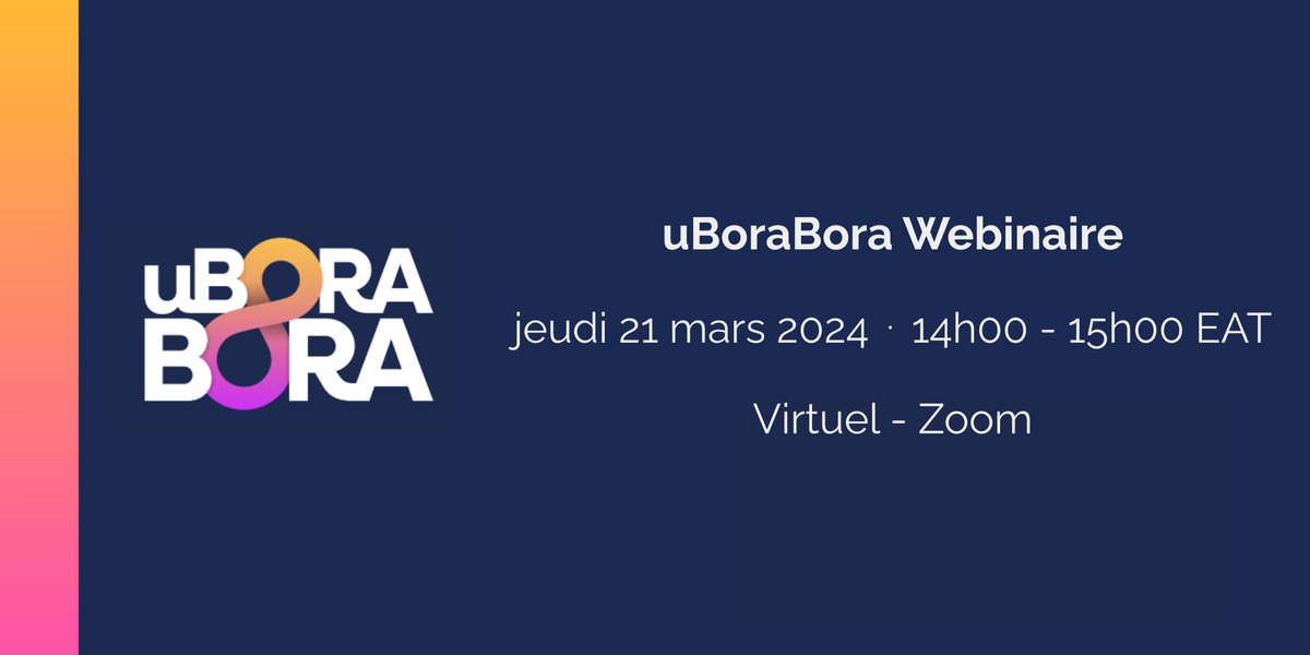 🫵 Travaillez-vous dans un programme de l'apprentissage fondamental de l'écriture, du lecture et du calcul?

💻 Le 21 mars, nous organisons un webinaire pour vous en dire plus sur l'inspiration, les objectifs et la portée du fonds.

Inscrivez-vous ici ⬇️

bit.ly/uborabora-webi…